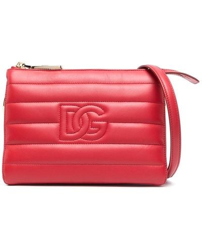 Dolce & Gabbana Stitched-logo Detail Clutch Bag - Red