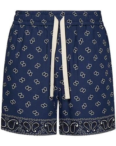 Palm Angels Paisley Pattern Shorts - Blue