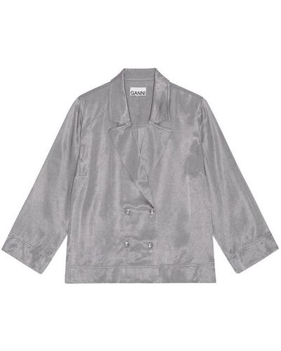 Ganni Satin Shirt - Grey