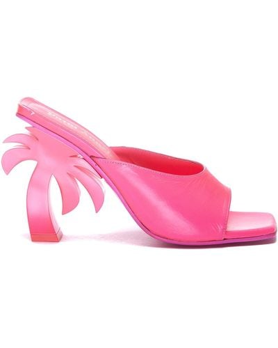 Palm Angels Palm Heel Leather Sandals - Pink