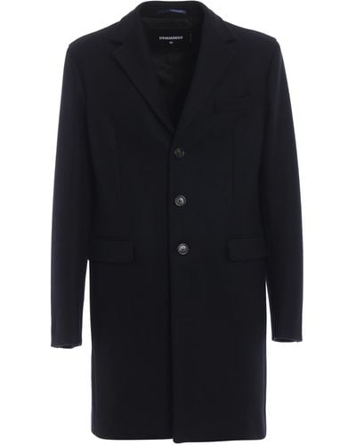 DSquared² Techno Wool Single-breasted Coat - Blue