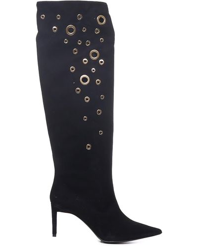Pinko Holes Embellished Pointed-toe Boots - Black