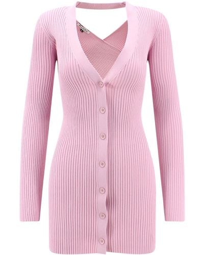 K KRIZIA Viscose Cardigan With Ribbed Pattern - Pink