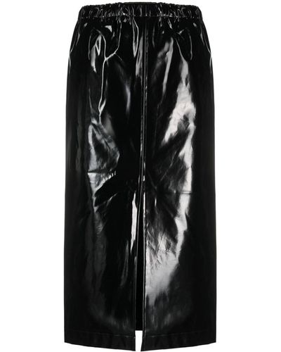 MM6 by Maison Martin Margiela Patent Midi Skirt - Black