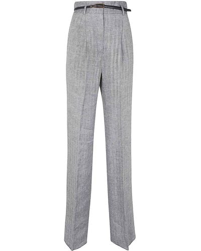 Max Mara Patterned Linen Trousers - Grey
