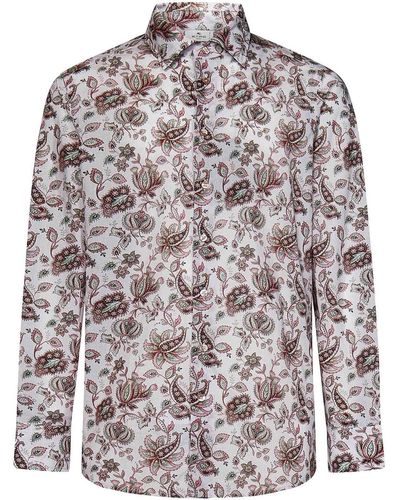 Etro Long-sleeved Shirt In Cotton - White