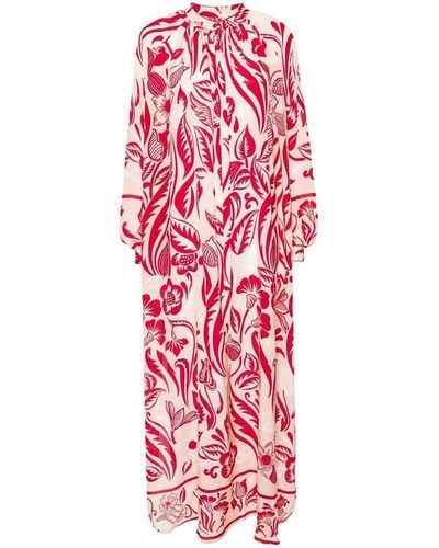 F.R.S For Restless Sleepers Crepe De Chine Long Dress - Red