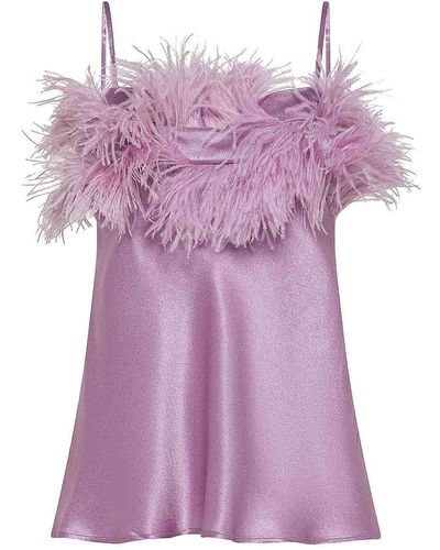 Antonelli Top With Feathers - Purple