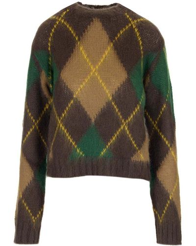 KENZO Argyle Sweater In - Green