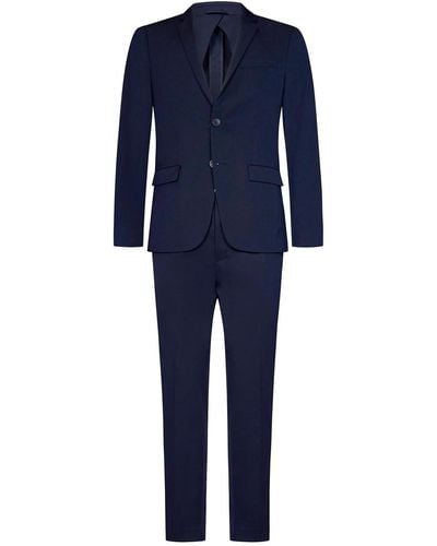Calvin Klein Navy Wool Stretch Suit With Blazer - Blue
