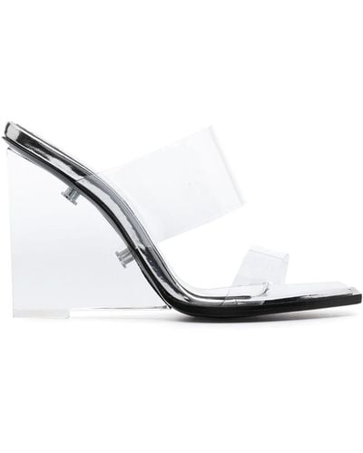 Alexander McQueen Leather Wedge Sandals - White