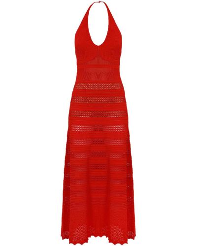 Twin Set Long Knitted Dress - Red