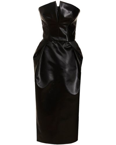 Maison Margiela Zippered Satin Midi Dress With Shawl - Black