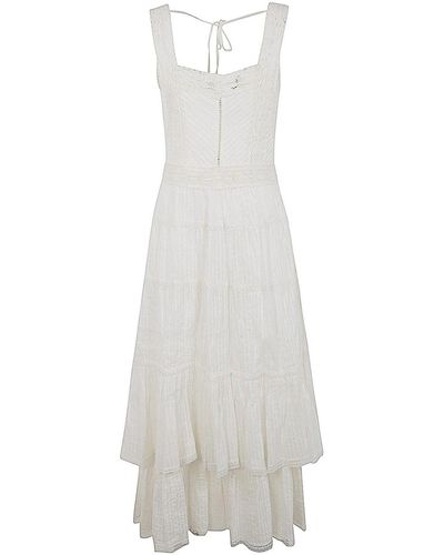 Twin Set Sleeveless Dress With Flounces - White