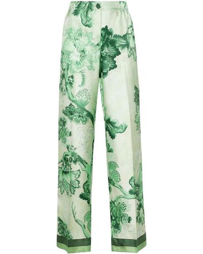 F.R.S For Restless Sleepers Printed Silk Trousers - Green