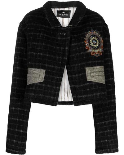 Etro Wool Blend Cropped Jacket - Black