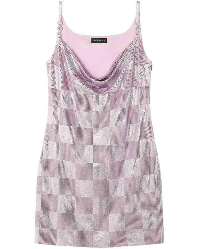 Versace Check Pattern Dress - Pink