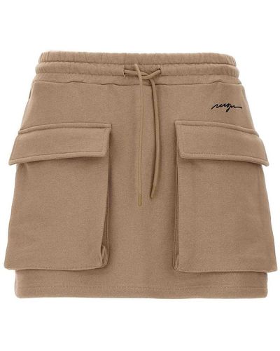 MSGM Logo Embroidery Cargo Skirt - Brown