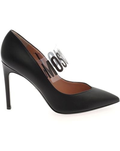 Moschino Branded Strap Court Shoes In - Black