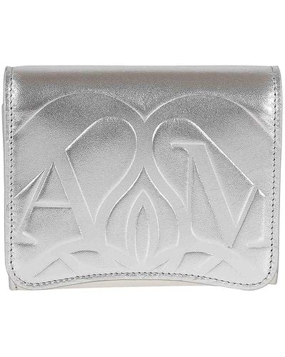 Alexander McQueen Seal Card Holder In Leather - Grey