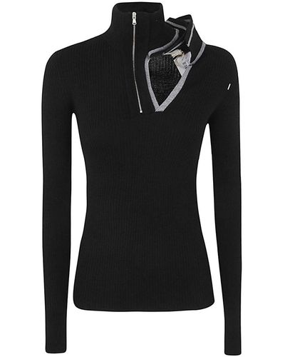 Y. Project Double Collar Fitted Jumper - Black