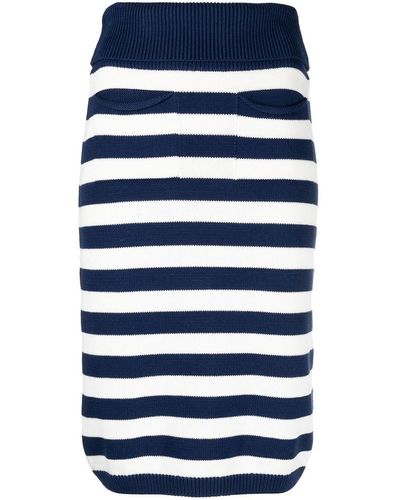 KENZO Striped Long Cotton Skirt - Blue