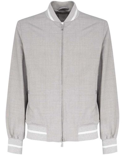 Eleventy Striped Sweater Long Sleeves Pockets - Gray