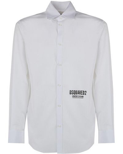 DSquared² Cotton Shirt With Contrasting Colour Logo - White