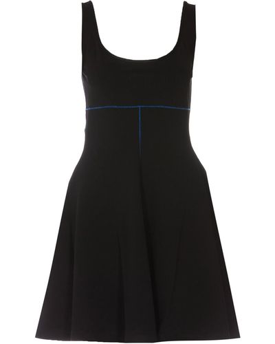 Marni Elasticized Dress With Boat Neck, Sleeveless - Black