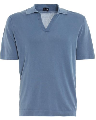 Drumohr Soft Jersey Polo - Blue