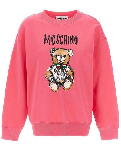 Moschino Cotton Sweatshirt Teddy Bear Print - Pink