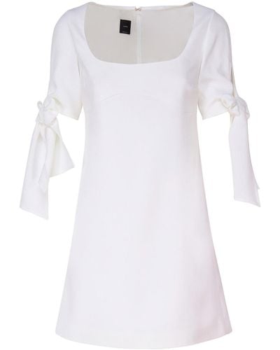 Pinko Mini Dress With Bow On Sleeves - White