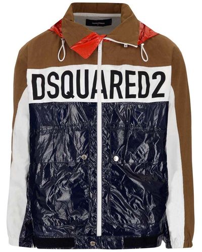 DSquared² Logo Jacket In Brown And Blue