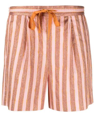 Forte Forte Cotton And Linen Striped Shorts - Pink