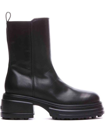 Tod's Leather Platform Boots - Black