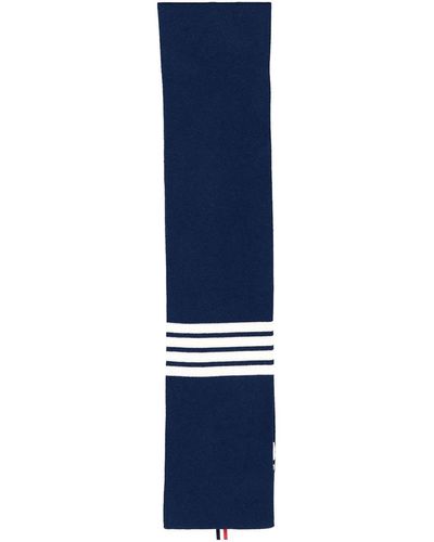 Thom Browne Striped Detail Scarf - Blue