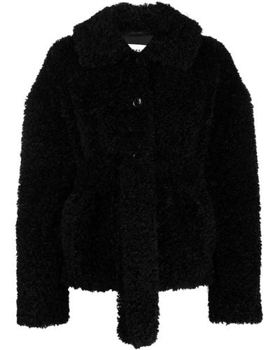 P.A.R.O.S.H. Short Faux Fur Jacket - Black
