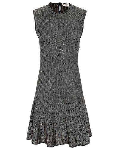 Alexander McQueen Pleated Skirt Dress - Grey