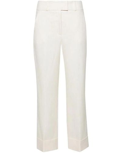 Peserico Straight Leg Trousers With Lapel - White