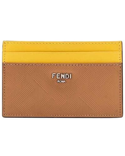 Fendi Leather Card Case - Yellow