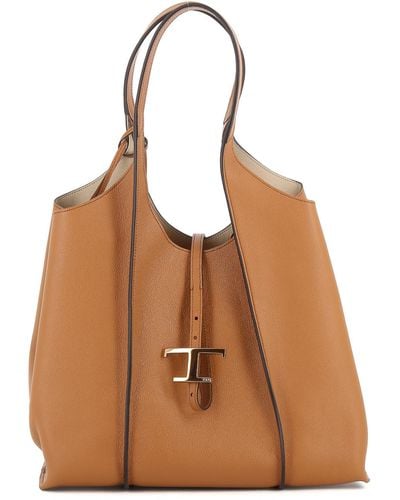 Tod's Hammered Leather Tote - Brown