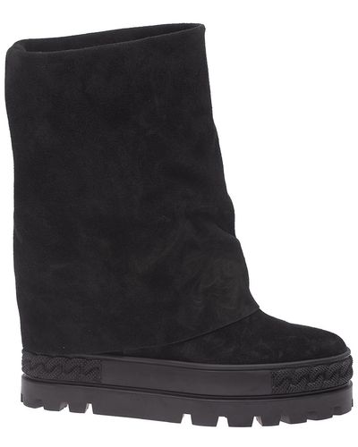 Casadei Inner Wedge Suede Ankle Boots - Black
