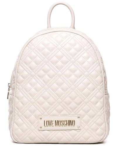 Love Moschino Quilted Backpack With Logo - White