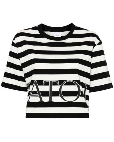 Patou Striped Cotton T-shirt - Black
