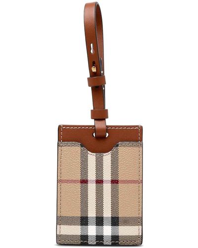 Burberry Check Leather Tag - White