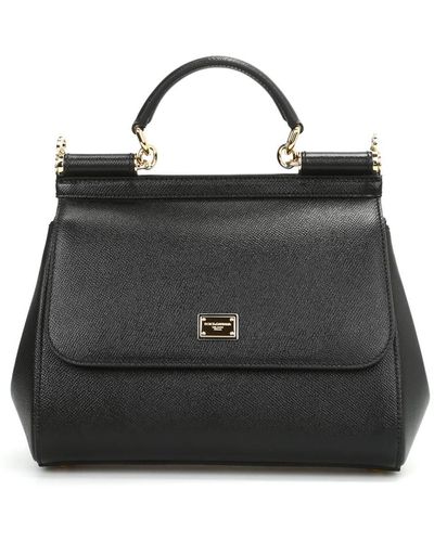 Dolce & Gabbana Sicily Medium Leather Bag - Black