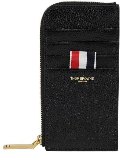 Thom Browne Leather Card Holder - Black
