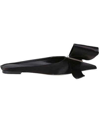 Ferragamo Maxi Bow Leather Slippers - White
