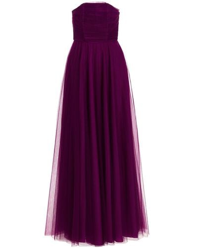 19:13 Dresscode Long Tulle Dress With Pleated Skirt - Purple