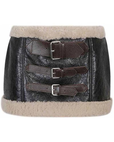 Blumarine Leather Miniskirt - Black